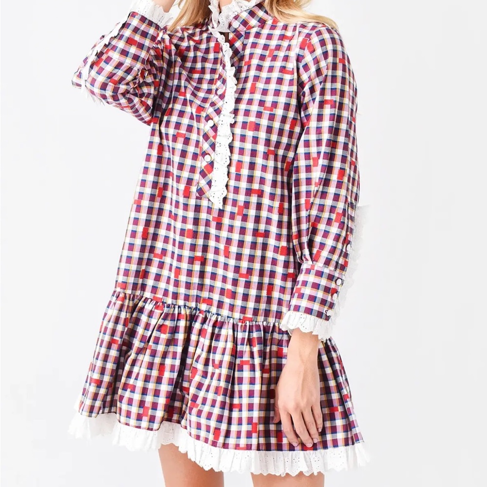 NWT Hunter Bell Carter Plaid Ruffle Dress